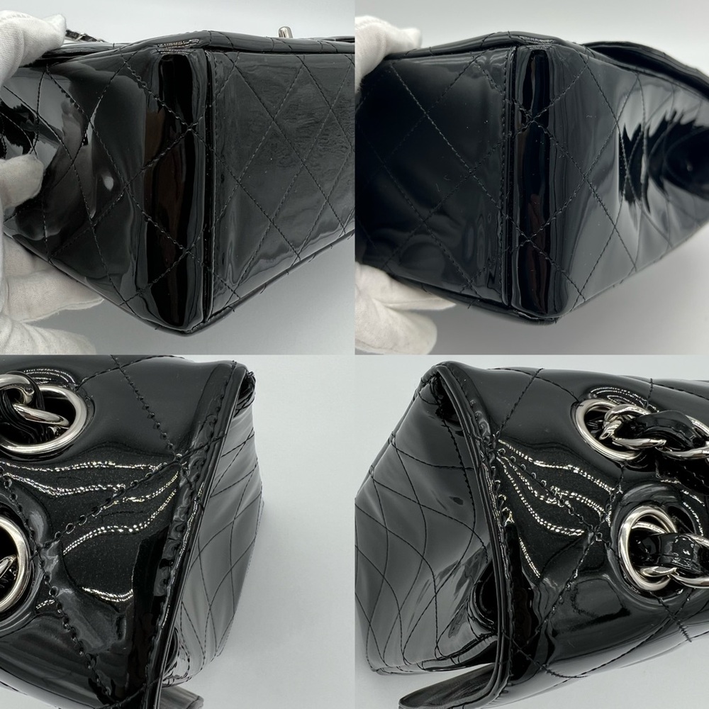 Authentic Chanel Classic Glossy shimmery black Patent leather Maxi single flap - Picture 14 of 17